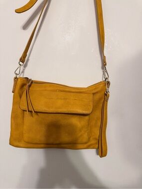 Mustard Yellow Leather Crossbody Bag - Women